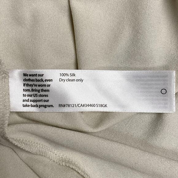 Eileen Fisher Beige Silk Piped Trim Short Sleeve Boat Neck Pullover Top XL $148 - Picture 9 of 10